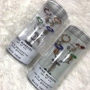 Set of 2 Beach Theme Full Beaded Copper Tinted Wine Markers (6 pcs each/12 Tot)